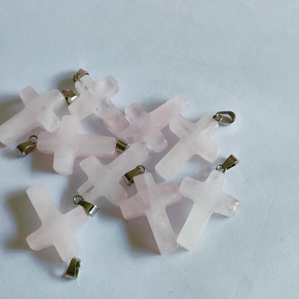 Amethyst Stone Cross Pendant Necklace - European & American Fashion Accessory