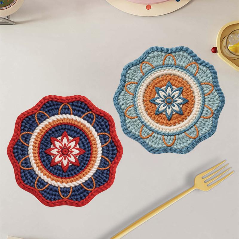 Bohemia Mandala Table Mat With 3d Textured Rubber Heat Resistant Non Slip For Dining Decor