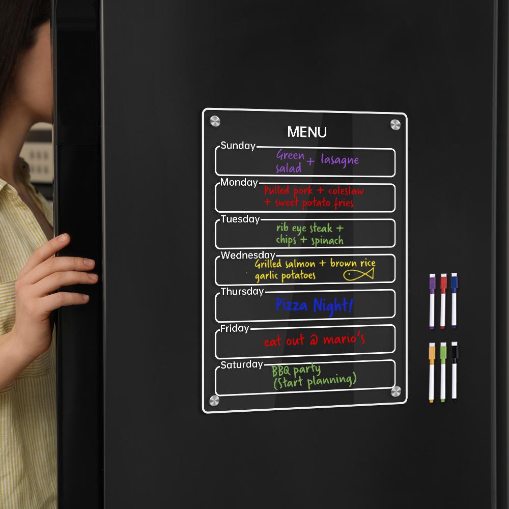 Planificator Săptămânal Tablă Magnetică Acrilică Transparentă pentru Scris 8,27x11,7in Tablă de Scris Frigider Reutilizabilă Plan