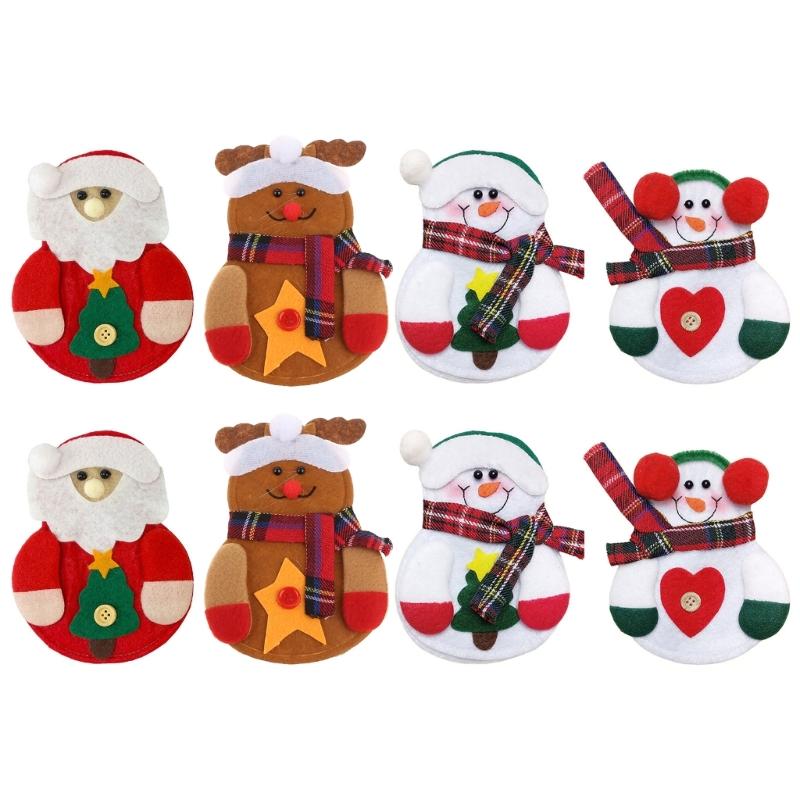 8pcs Christmas Tableware Holders Bag Party Gift Xmas Ornament for Table Home D0LD