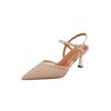 Mesh sandals fairy fairy wind bag head empty niche shoes summer new thin heel one-word buckle pointed high heels