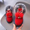 Girls Winter Snow Boots Plush Fur Collar Heart Bow Cutouts Cozy Mid Calf Zipper Thick Sole Pink Red Black Grey Festive Outfits Faux Fur Lining