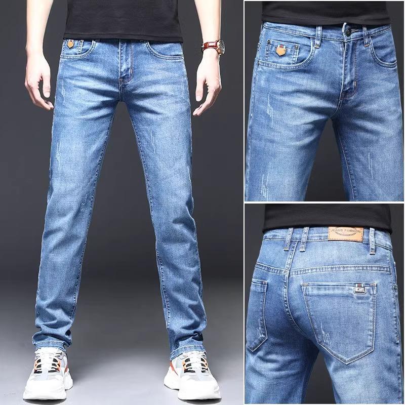 

Весна и осень зима новые мужские обычные джинсы облегающие прямые эластичные деловые универсальные длинные брюки 34