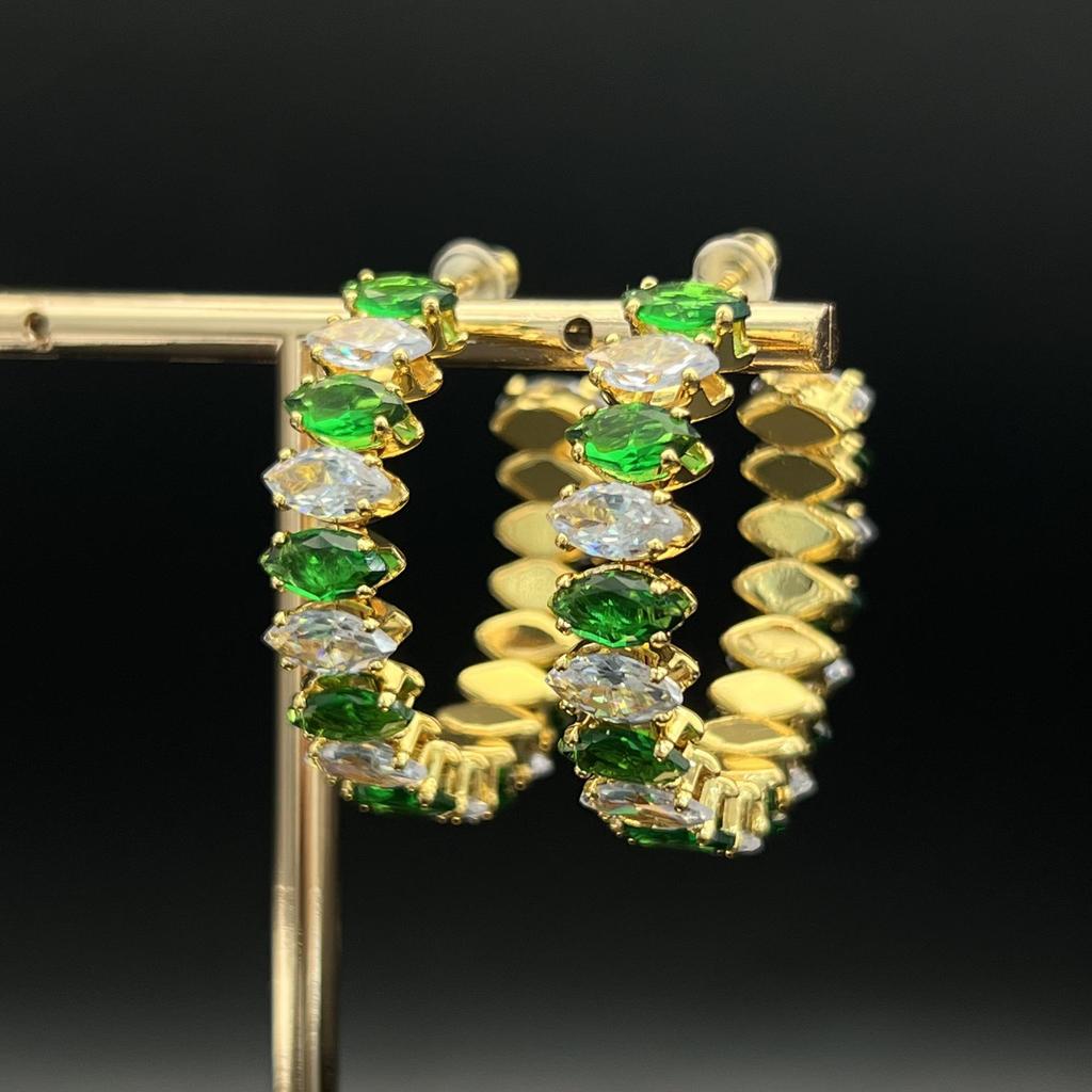 Exquisite Bunte Diamant C-förmige Große Creolen für Damen - Europäischer & Amerikanischer Stil