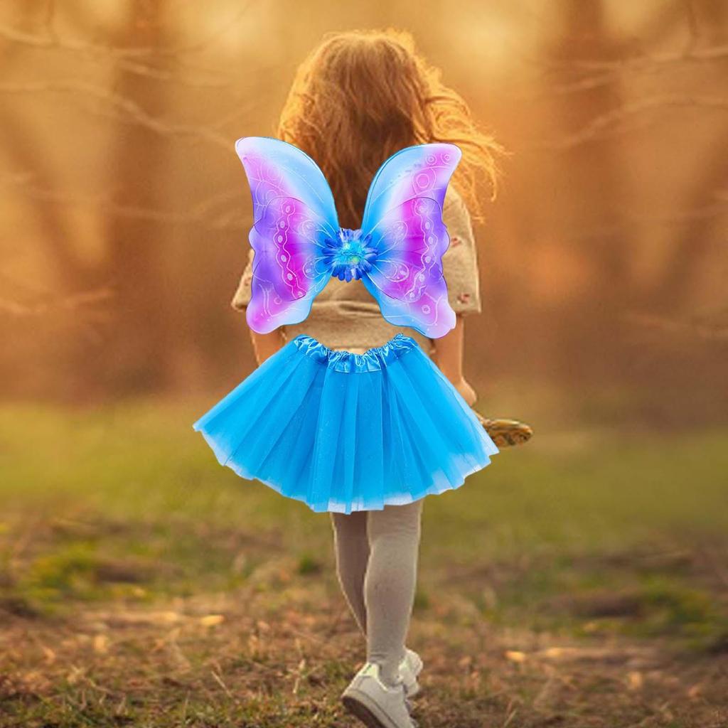 4 Piece Girls Fairy Costume Set Kids Cosplay Angel Tutu Skirt Headband Dress Up Photography Role