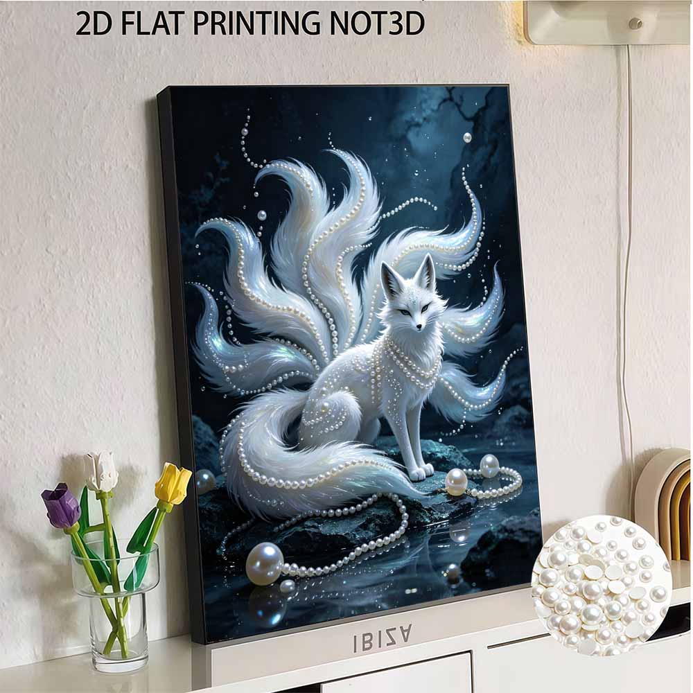 Kit Pittura Diamante Perle Fai da Te per Adulti e Principianti, Pittura Scintillante Volpe Mitologica Artigianato Decorazione Murale Casa Regalo fatto a mano