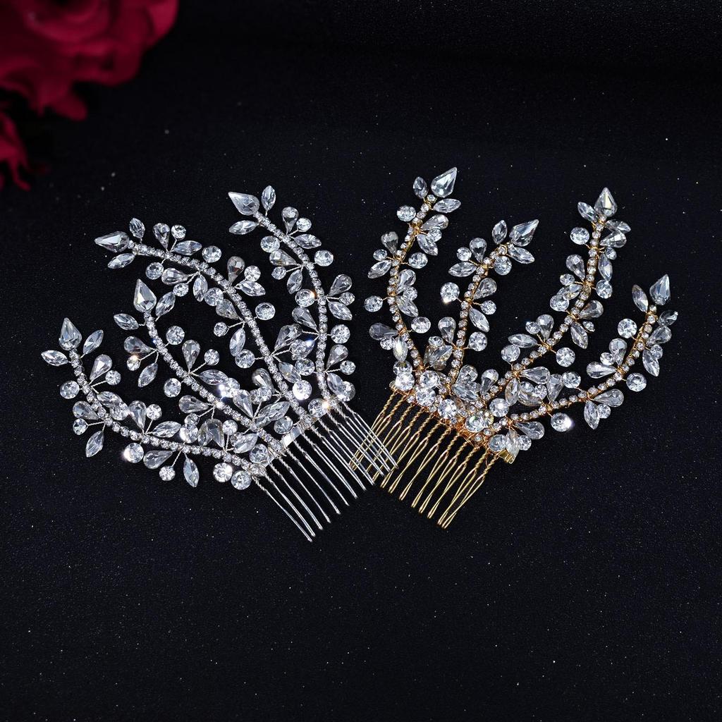 Handmade Rhinestone Bridal Hair Comb Wedding Dress Accessory - Updo Side Decoration Headdress DZ042