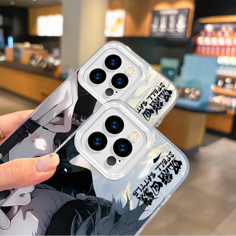Anime Jujutsu Kaisen Satoru Gojo Gradient Phone Case for iPhone 16 15 14 13 12 11 8 7 6 Pro Max Plus XS XR Hard Shockproof Cover