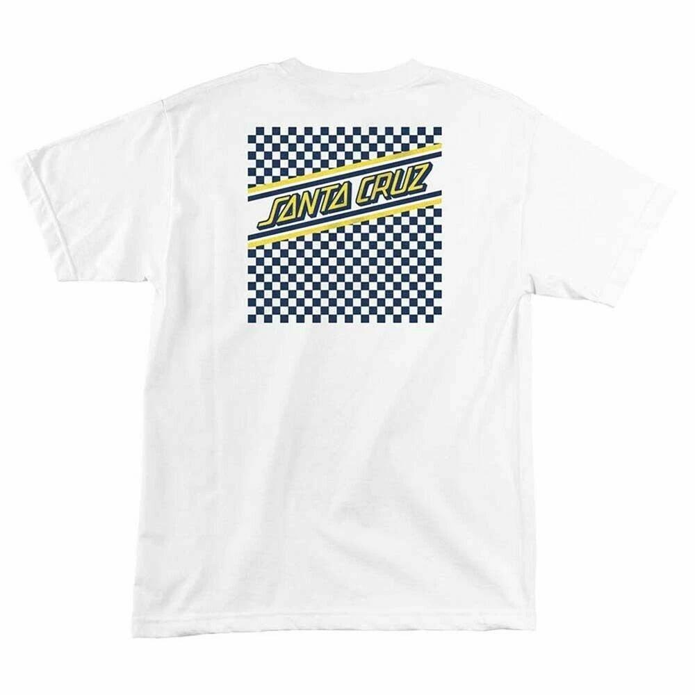 Santa Cruz CHECK STRIP HUE Skateboard T Shirt WHITE XXL