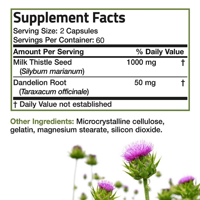 Organic Milk Thistle Capsules, Milk Thistle Extract Mixture, Nutritional Supplement, Suitable for Both Men and Women.