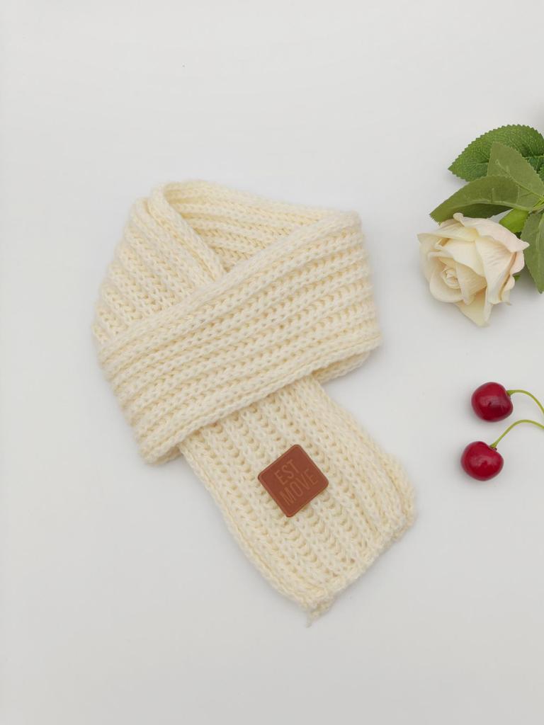 Children's Autumn & Winter Warm Knit Scarf, Versatile Solid Color, Korean Style Neck Warmer for Boys & Girls