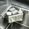 Eckgeschirrkorb Spülbeckenregal Dreieckiges Lagerregal, Hohlgeflecht aus Edelstahl Kleiner Raum Stabil Platzsparend Schwammhalter für Küchenarbeitsplatte