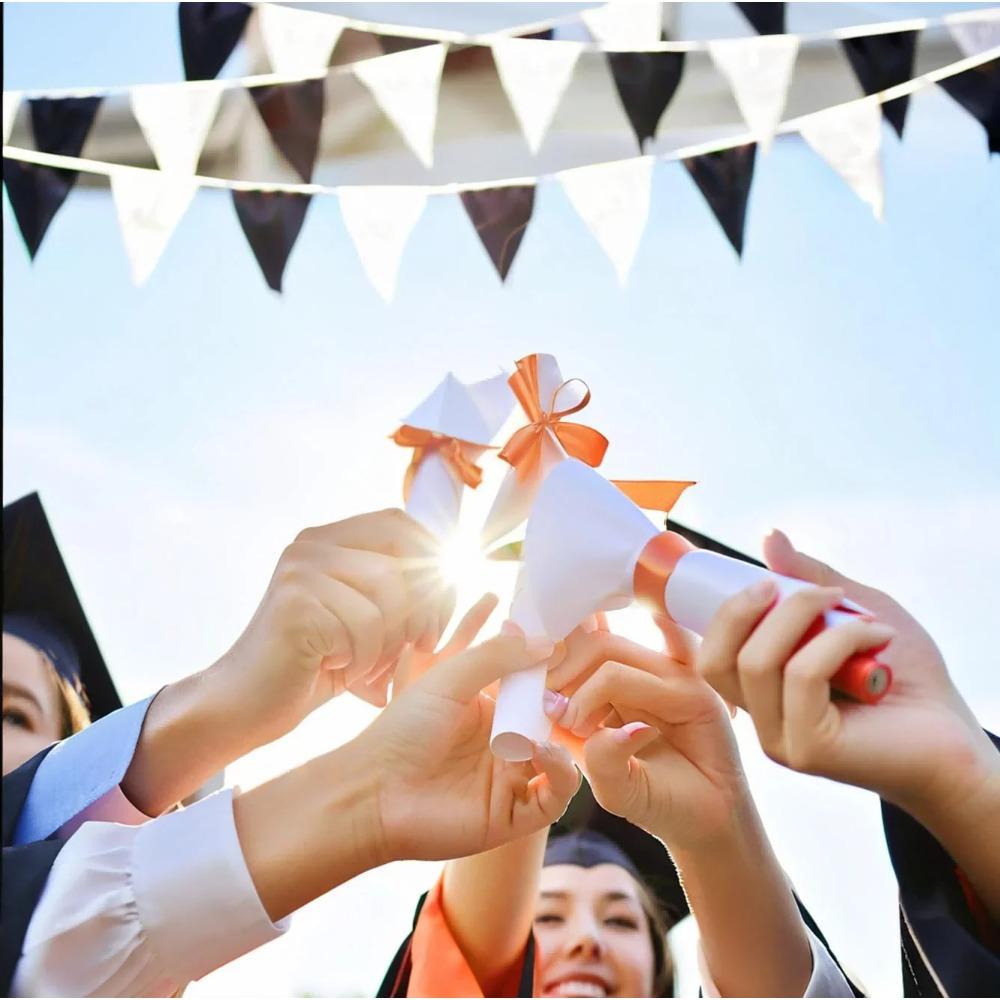 2-Pack Black & White Plastic Ribbon Flags - Perfect for Weddings, Birthdays, and Holiday Celebrations!