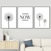 Motivational Quote Poster, Wall Art Print, Black and White, Dandelion Prints, Picture Decor, Y' Now Tomorrow