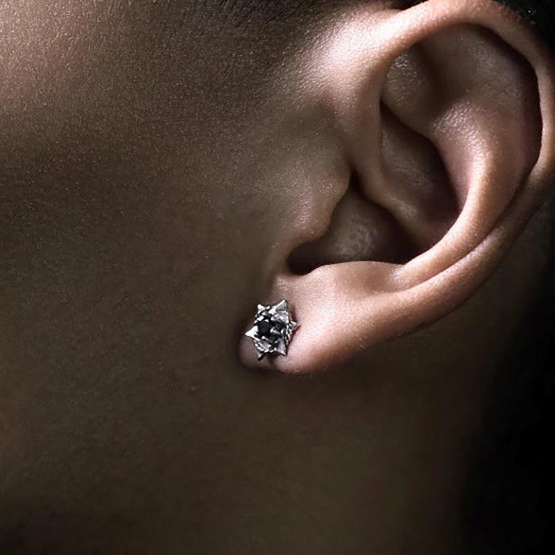 Retro Creative Hexagonal Star Earrings Neutral Fashion Personalized Silver Color Inlaid Zircon Daily Party Jewelry Gift