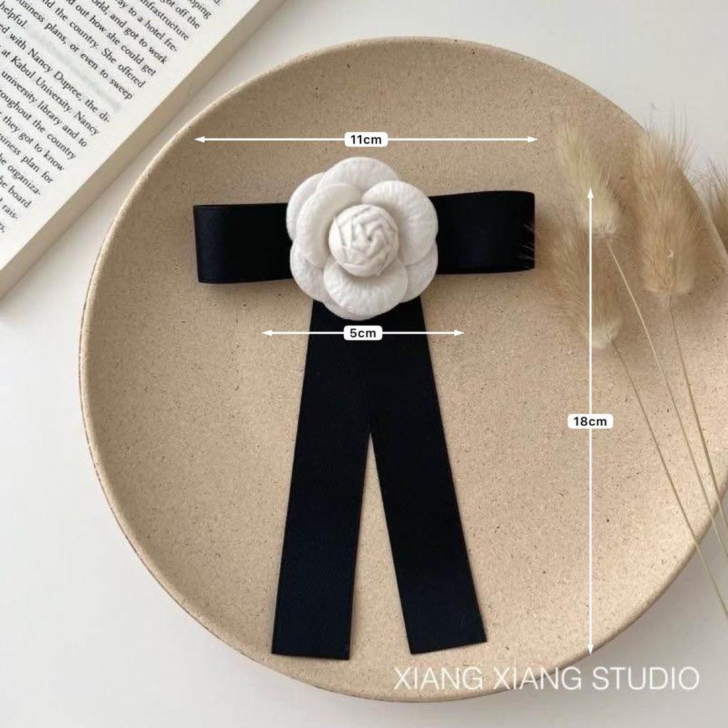 Korean Style Elegant Camellia Bow Brooch - Versatile Shirt Accessory
