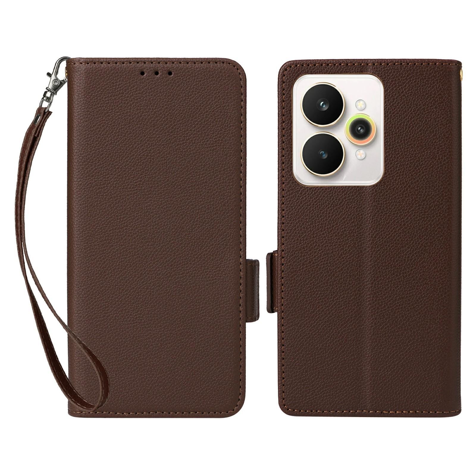 

For Realme 15 Pro 5G/15 5G Case with Wrist Strap Litchi Texture PU Leather Wallet Phone Cover