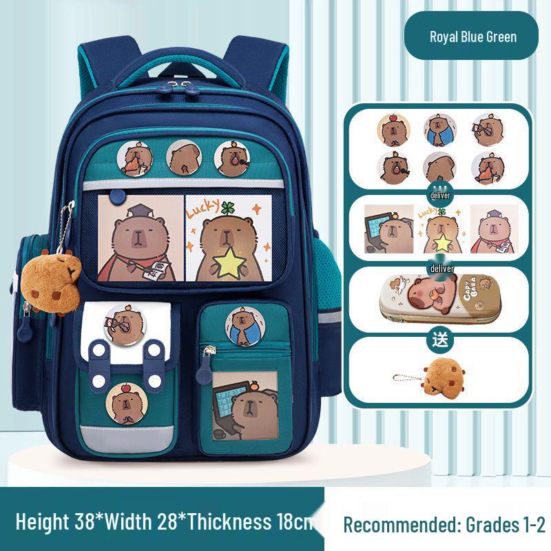 Kids' Lightweight Backpack with Spine Protection for Grades 1-6, Large Capacity, Ideal for Boys and Girls