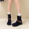 Niche design, belt buckle, thick heel, short boots, women's autumn and winter fashion, retro thick-soled temperament, Martin boots tide