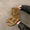 Thick-soled inner heel heel Roman cool boots women's summer fashion super fire trouser tube boots cool boots Martin boots short boots