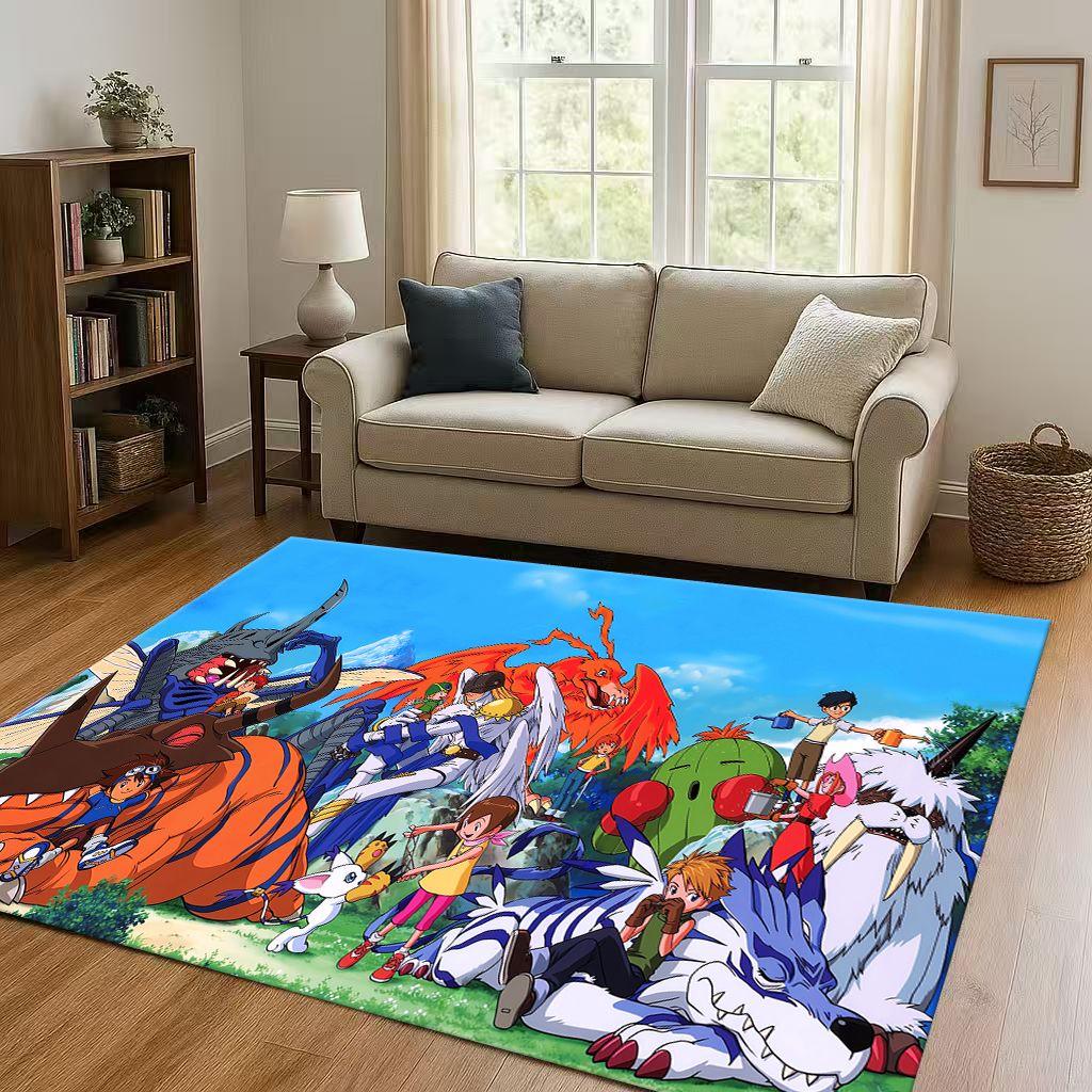 Angewomon Cartoon Digimon Adventure Living Room Non Slip Area Rug Soft Carpet for Bedroom Sofa,Easy Clean Home Doormat Playmat