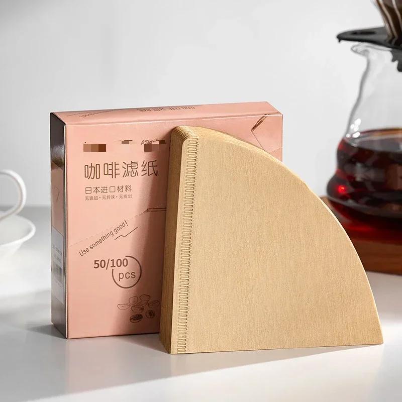 200piece Hand Brewed Coffee Filter Paper Disposable Fan-shaped Coffee Powder Filter Papers Drip  Coffeemaker Cone Leach Papers