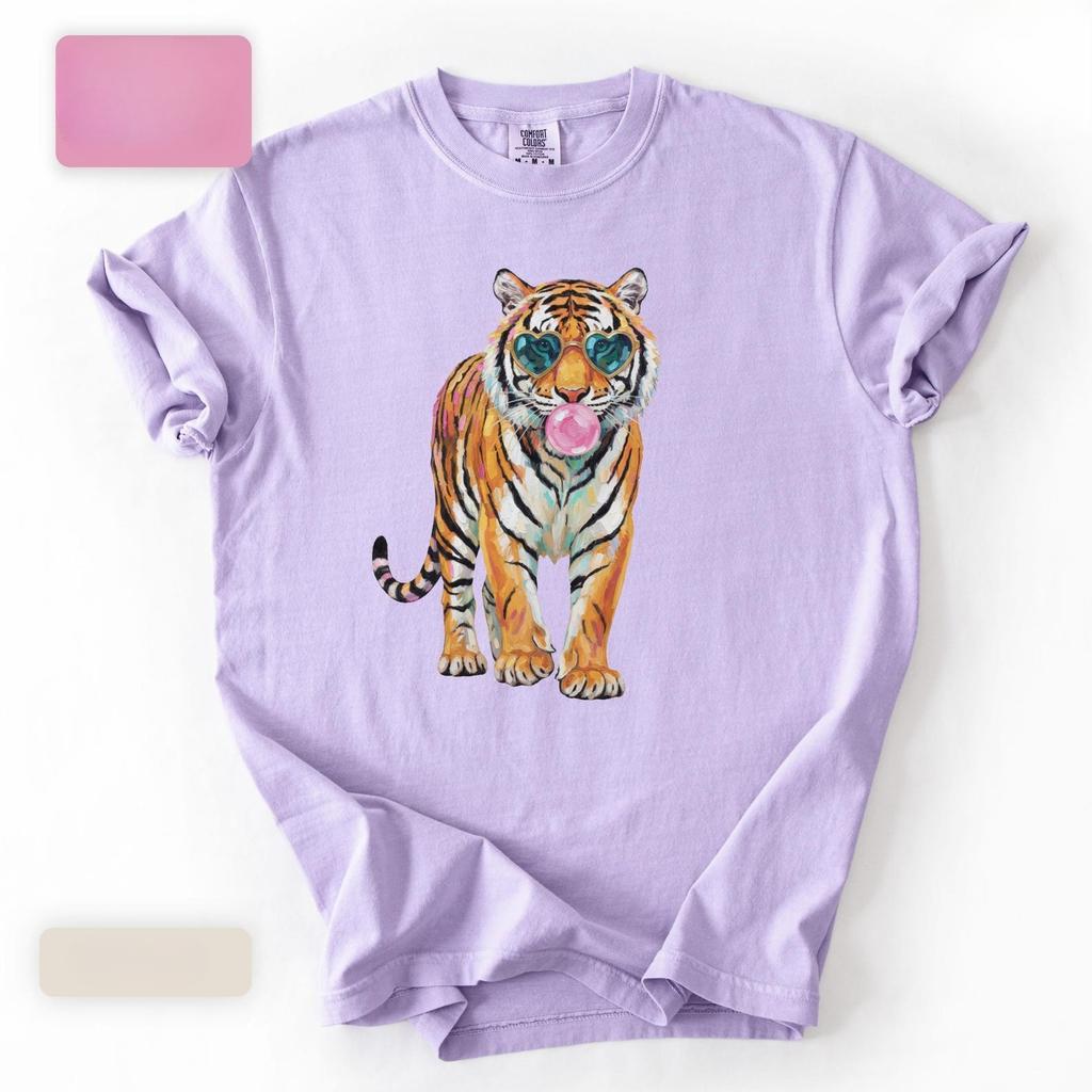 Tiger Comfort Colors Shirt Cute Animal Print Tee Harajuku Fashion Tiger Graphic T Shirts Unisex Streetwear Gift Cotton TShirt