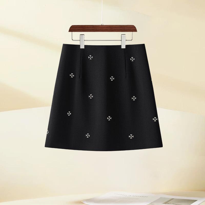 Spring 2026 Sweet Embroidered A-Line High Waist Gray Skirt for Women – Versatile, Slimming, Temperament Style