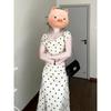 Summer white polka dot dress femininity beautiful long dress spring fashion wear elegant new dress