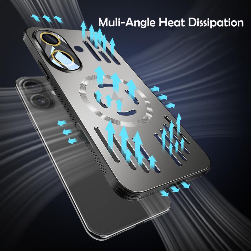 Hard Metal Heat Dissipation Magnetic Wireless Charging Cover For iPhone 16 15 Pro Max Plus 16E 16Pro Cool Protective Back Case
