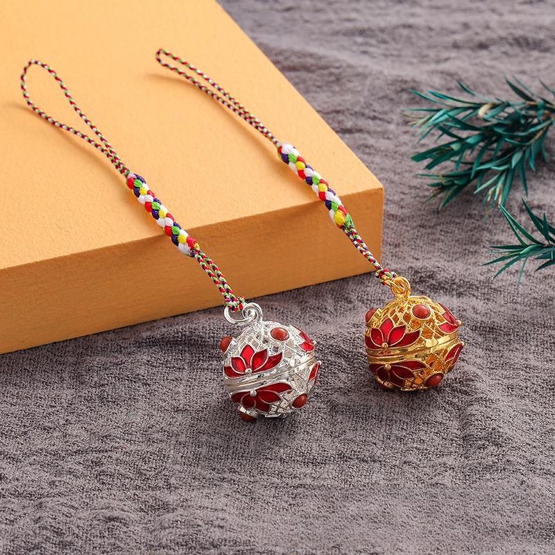 Hollow Sachet Ball Pure Copper Mobile Phone Chain Pendant Portable Aromatherapy Ancient Style Hanfu Xiangmu Palace Bell Cloisonne Pendant