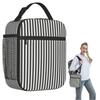 Vertical And Horizontal Diagonal Stripe Design Pattern Insulated Lunch Bag for Women Children Food Boxes Thermal Lunch Box Tote