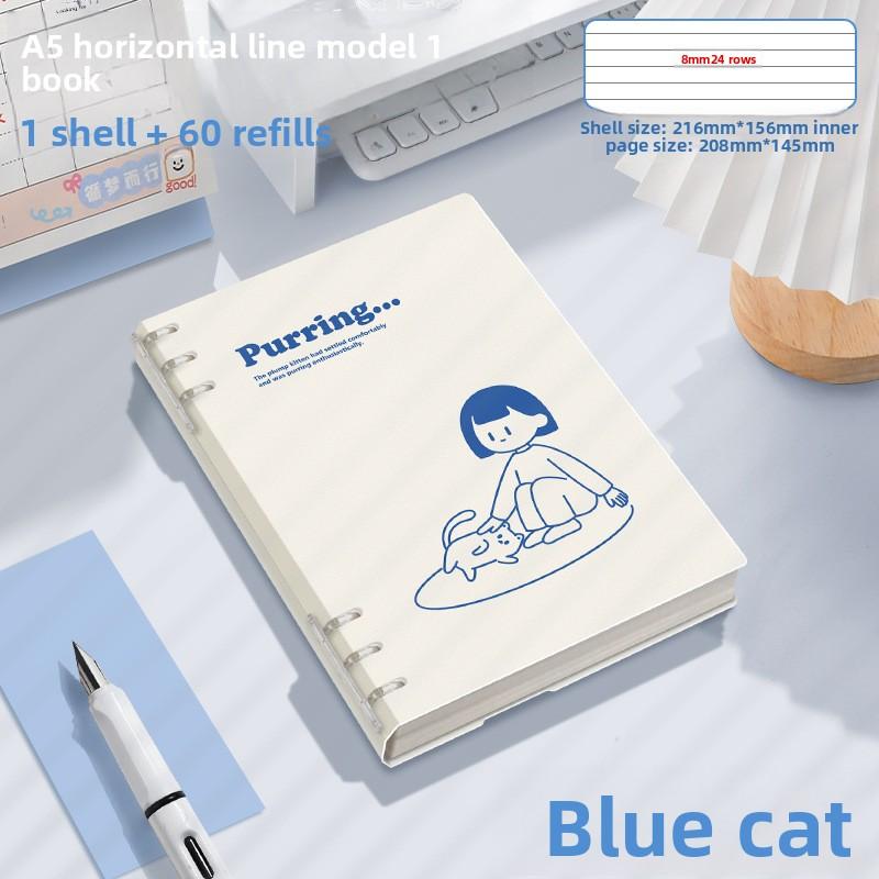 Блокнот на кольцах 60 листов120 страниц A5B5 Блокнот с кольцевым механизмом ЩенокПандаДинозаврКапибара Горизонтальная линия 1250₽