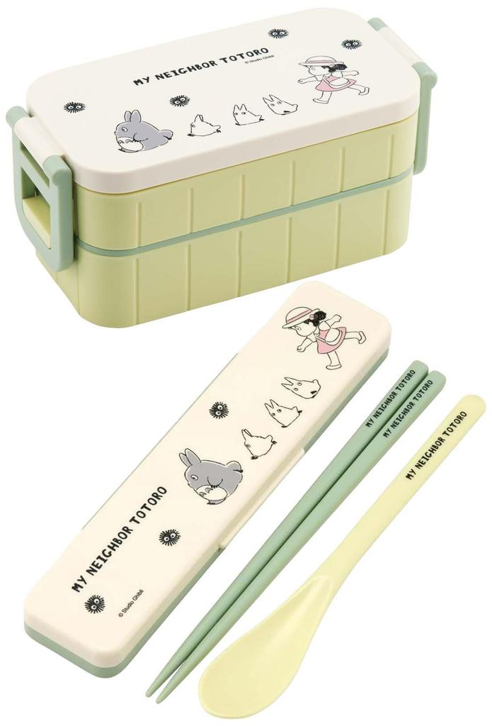 Skater Bento My Neighbor Totoro Studio Made in Box, 600ml, Antibacterial, Two-Tier, Women's, Marching, Ghibli, Japan, YZW3AG-A