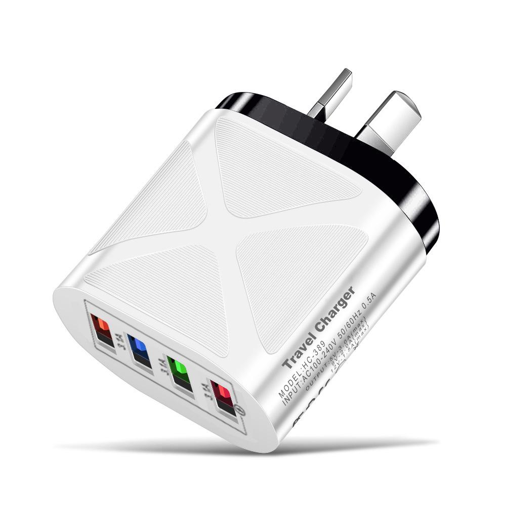 4-Port USB Travel Charger 5V/2.4A Fast Charge - AU/EU/UK/US Compatibility