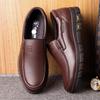Men's Genuine Leather Slip-On Shoes: British Style, Soft Sole, Casual Business Wear for Middle-Aged Men.