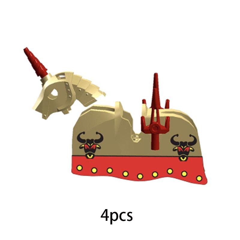 MOC Medieval Military Series Castle Roman Knight Horse Saddle Soldiers War Horses Building Block Accessories Kids Education