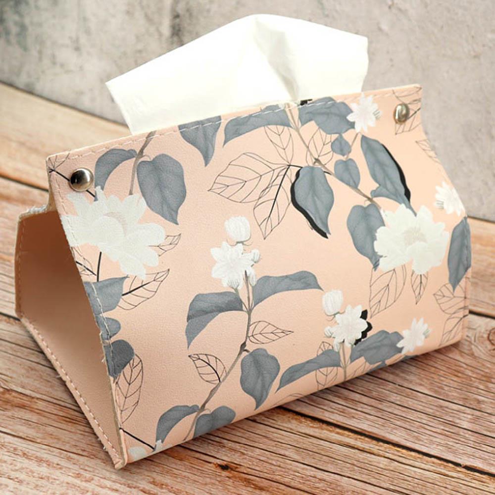 Creative Flower Tissue Boxes PU Leather Tissue Case Waterproof Storage Box Tissue Cover Desk Clean Napkin Holder Household Items