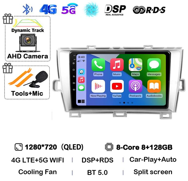 Android 14 Carplay Auto For Toyota Prius 3 XW30 2009 2010 2011 2012 2013-2015 LHD RHD Car Radio Multimedia Player GPS Stereo DSP