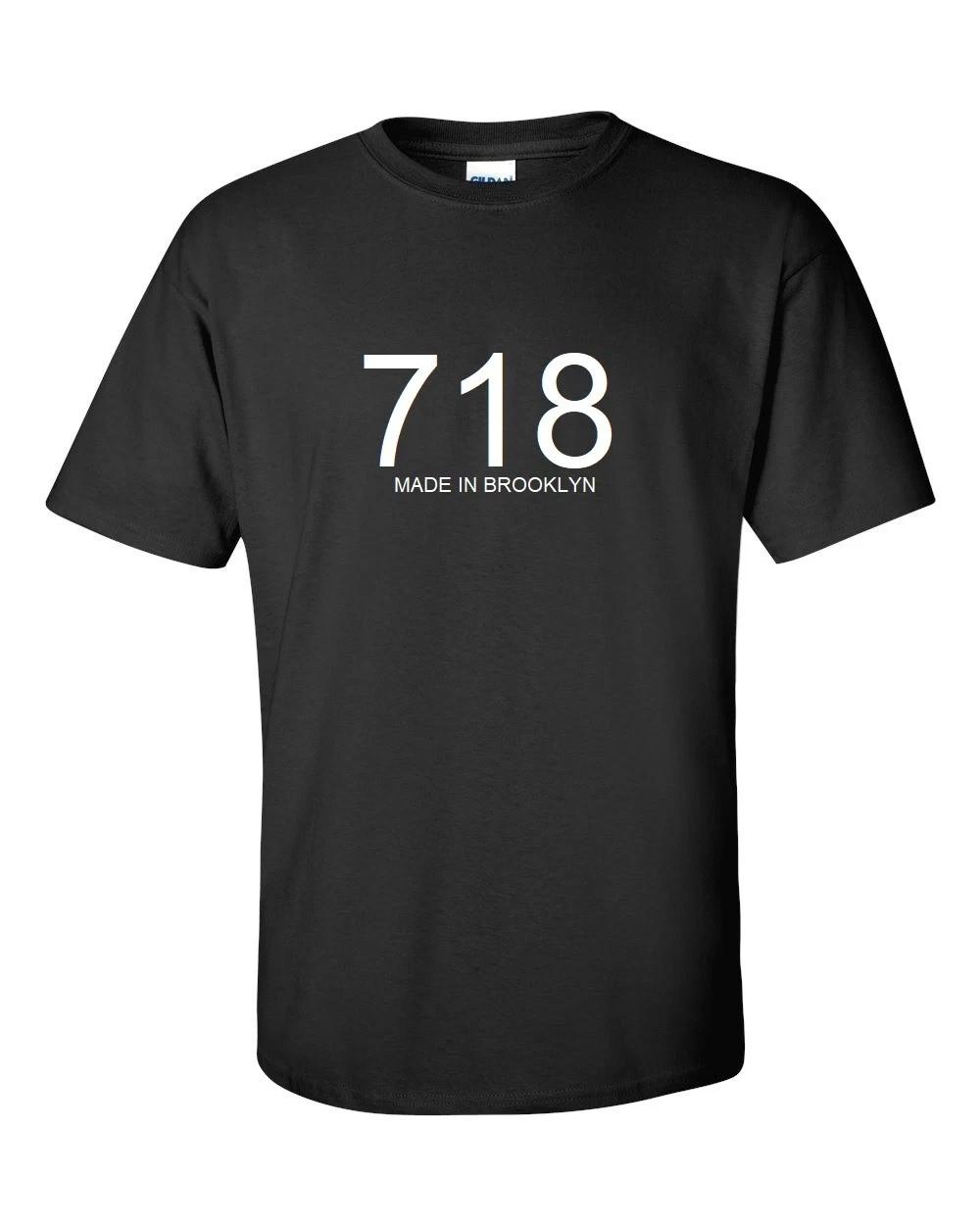 MADE IN BROOKLYN 718 T-Shirt AREA CODE NY NEW YORK CITY BLACK TEE Shirt 4XL