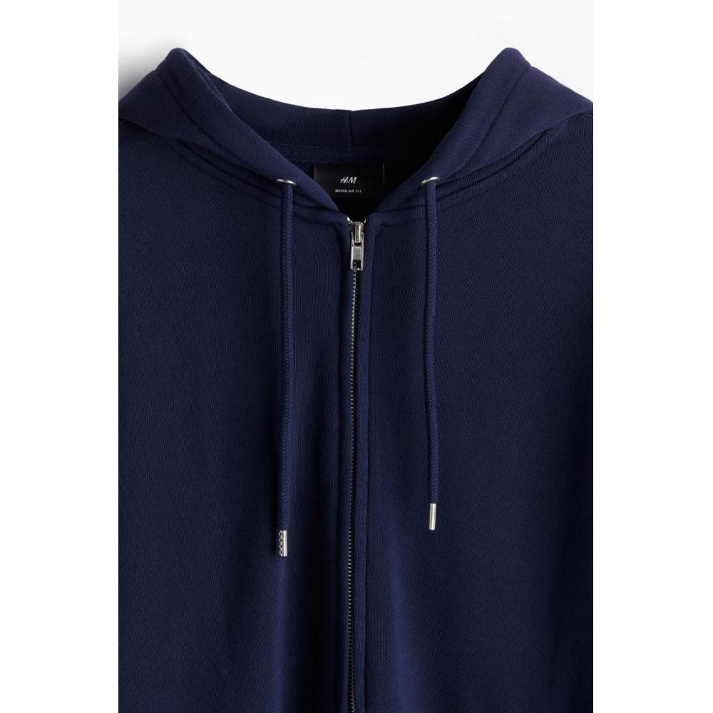H M Regular Fit Zip Up Hoodie Navy Blue