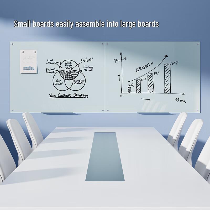Deli 120x90cm Hanging Tempered Glass Whiteboard