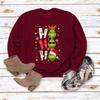 HO HO HO Cartoon Christmas Women's Casual Loose Long Sleeve Round Neck Hoodie