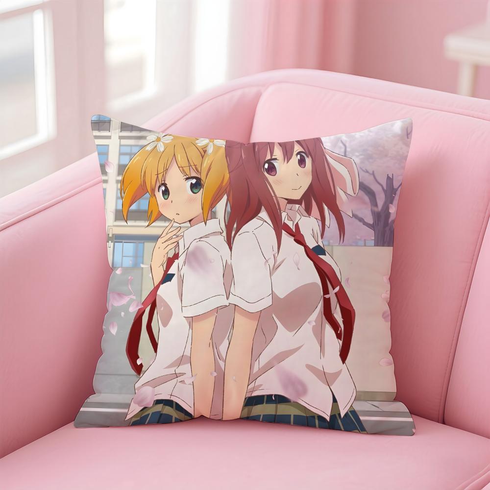 T-Trick Sakura Trick Pillow Yuri Anime Cushion Cover Linen Pillowcase Cover Soft Decor For Sofa Home Room