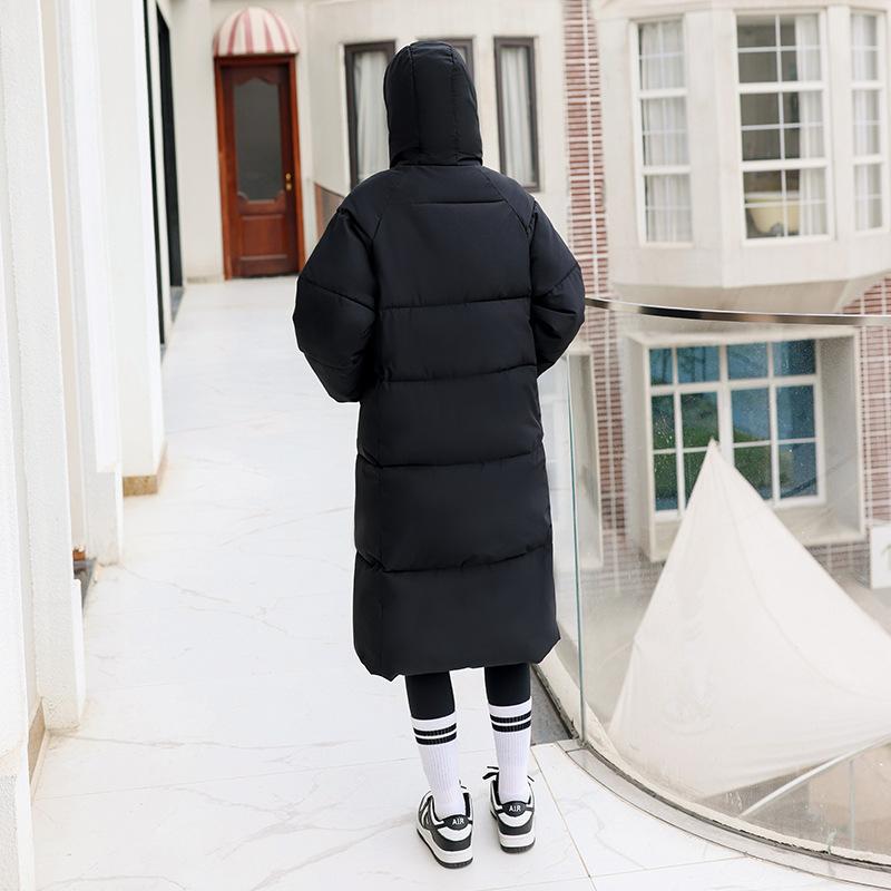 2025 Long Over the Knee Winter New Cotton-padded Clothes Women s Korean Version Loose Down Cotton-padded Clothes Women s Thickened Cotton-padded L чёрный