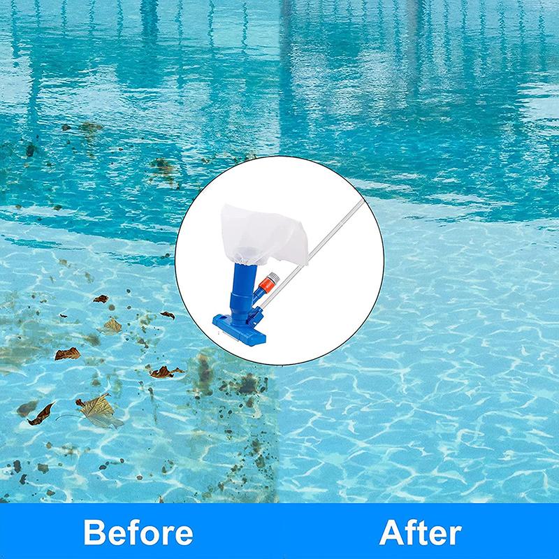 1pcs Handheld Pool Vacuum Cleaner Portable Pool Bottom Cleaning Tool Kit With Extension Pole Storage Bag Brush Head Scooping Net
