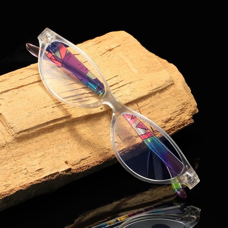 Fashion Transparent Frame Flower Legs Cat-Eye Anti Blue Light Reading Glasses Men Women FULL Frame High Definition Presbyopia Eyeglasses