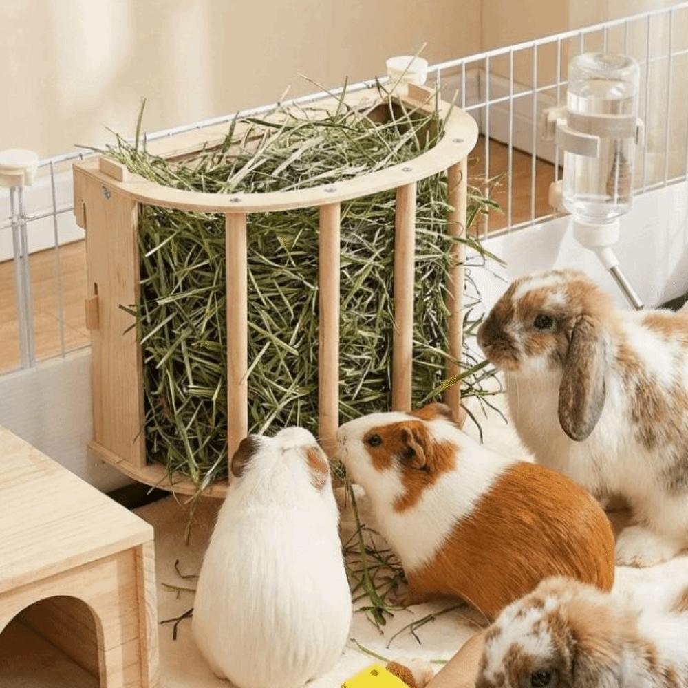 Wooden Hay Feeder Rack Built-in Rabbit Hay Holder Easy Installation Ferret Hay Manger  Hamster