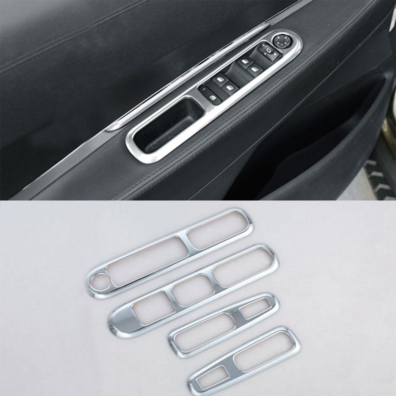 Car Door Armrest Panel Handle Holder Window Lift Switch Button Cover Trim Chrome for Peugeot 3008 2009 - 2013 2014 2015