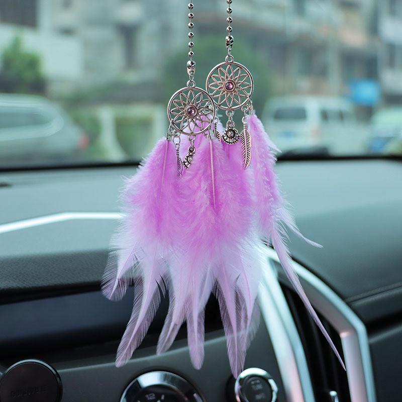 Feather Car Rearview Mirror Handing Pendants Dream Catcher Alloy Decoration